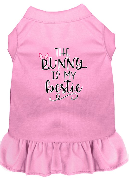 Bunny is my Bestie Screen Print Dog Dress Light Pink Med